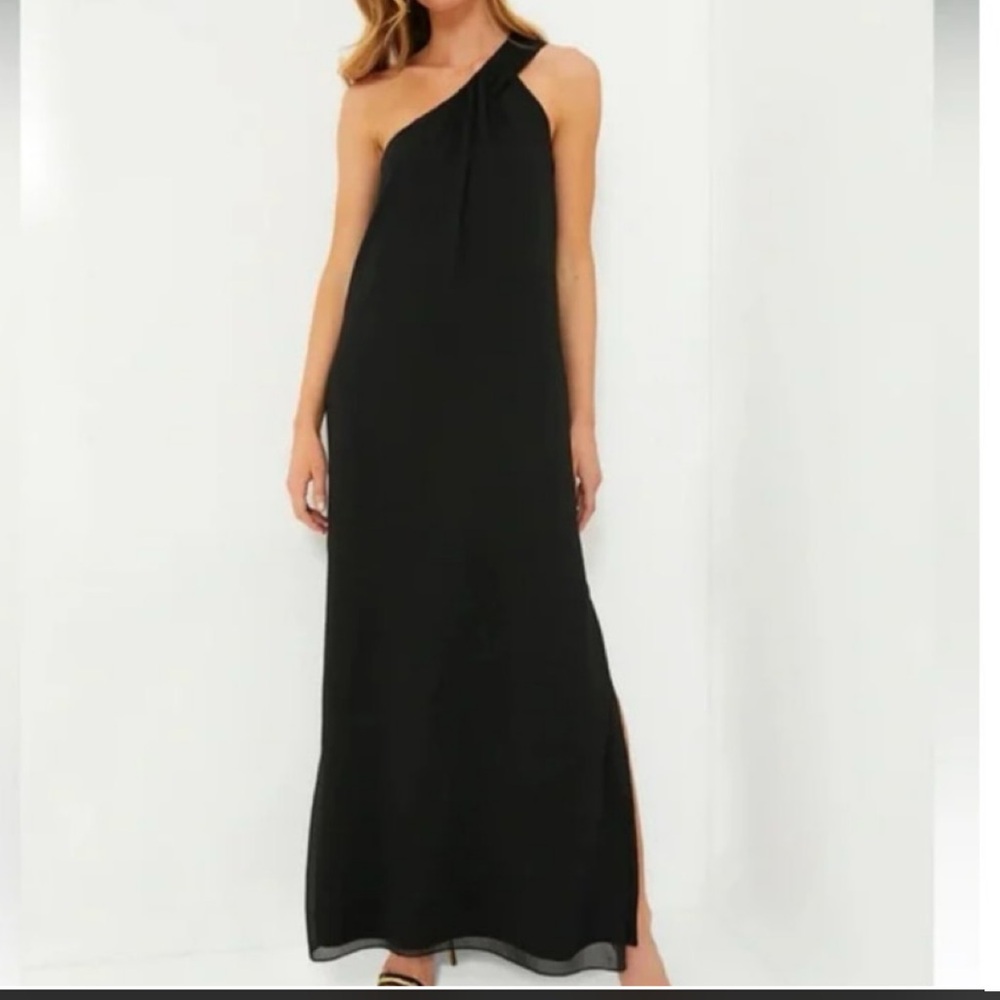 Pomander Place black maxi dress one shoulder XXL event wedding party holiday